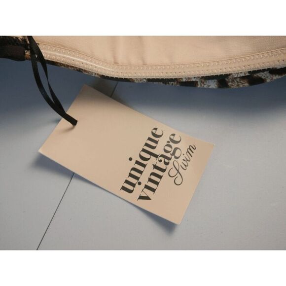 Unique Vintage Leopard Print Pin-Up Rialto Swim Bikini Top XL - Picture 5 of 5